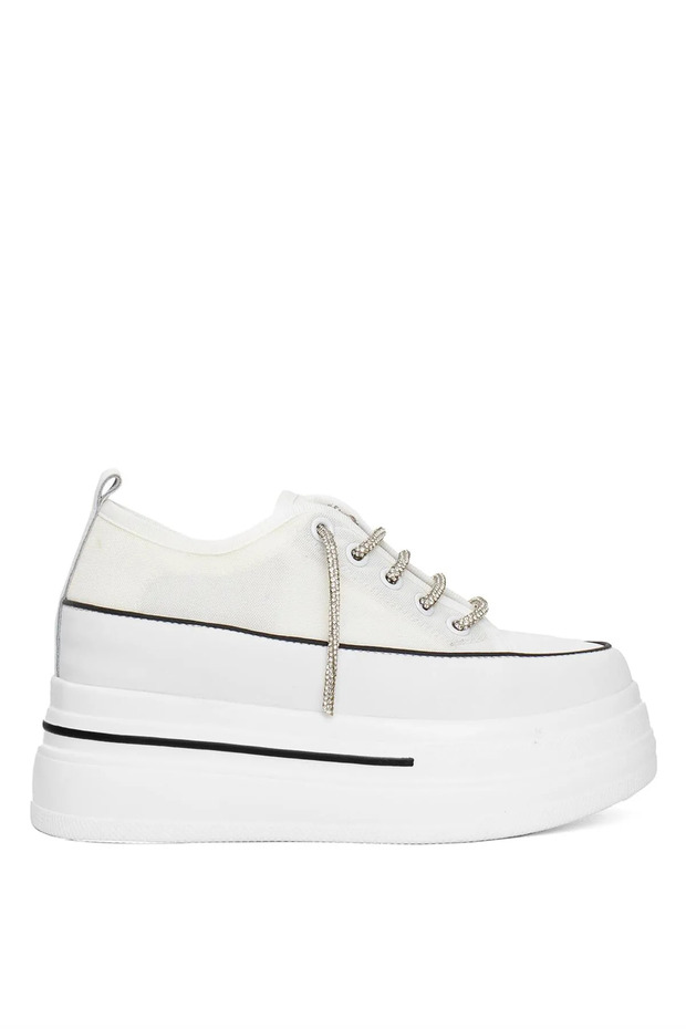 High Sole Women's Tulle Material Genuine Leather Sneakers