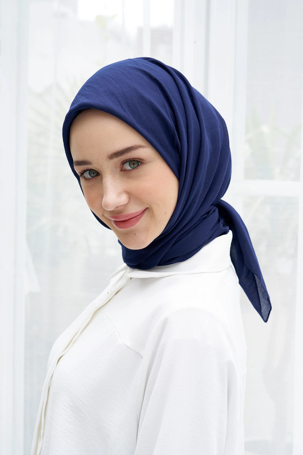 MODAKAŞMİR NEO PAMUK EŞARP  LACİVERT RENK - 4