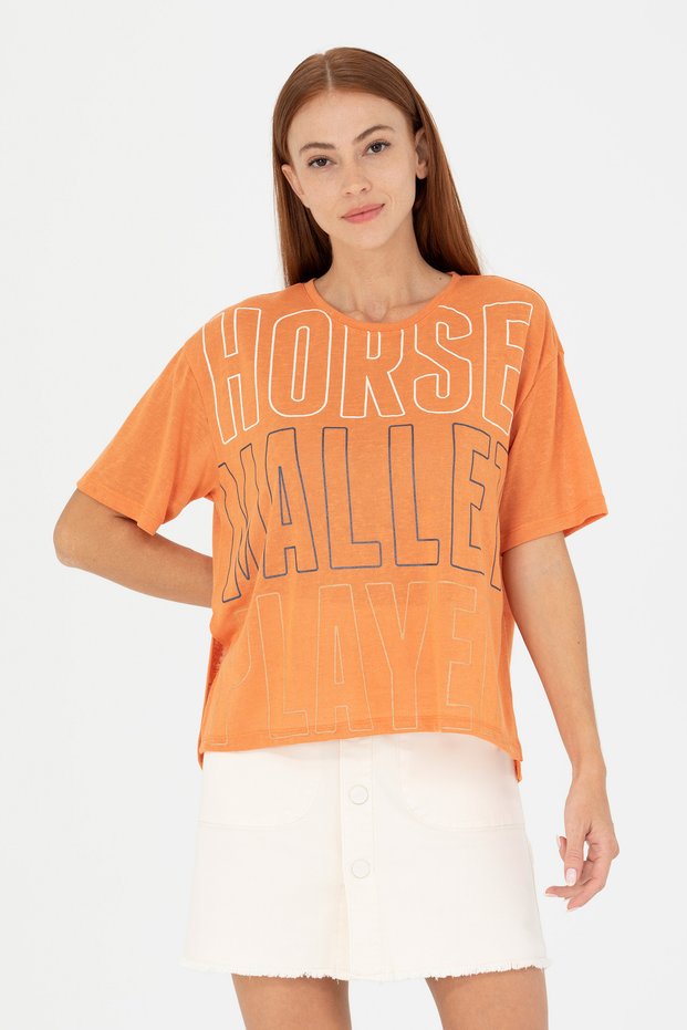 Women's Brick Crew Neck T-Shirt 50263604-Vr031