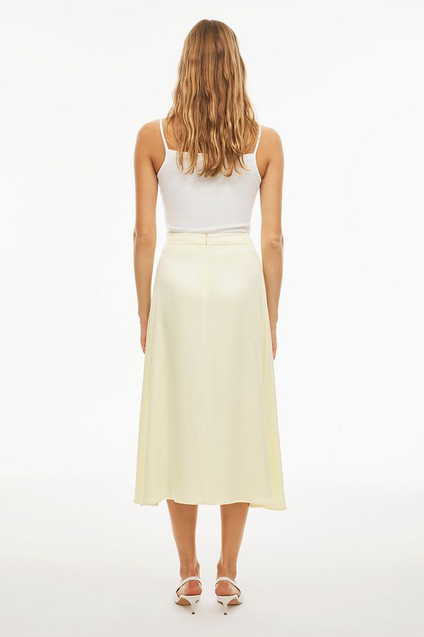 Alainas Regular Fit Midi Boy Limon Renk Etek - 4