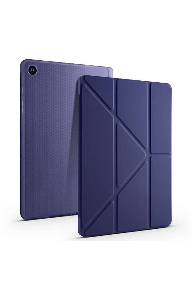 Galaxy Tab A9 Kılıf Katlanır Kalem Bölmeli Tri Folding Standlı Uyku Modlu Kapak - 3