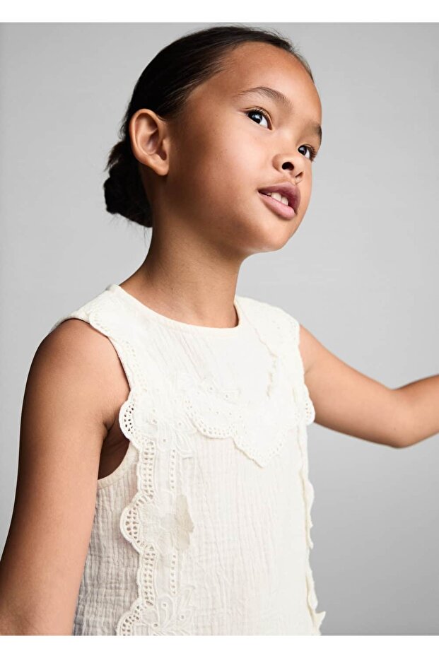 İşlemeli pamuklu bluz - 6