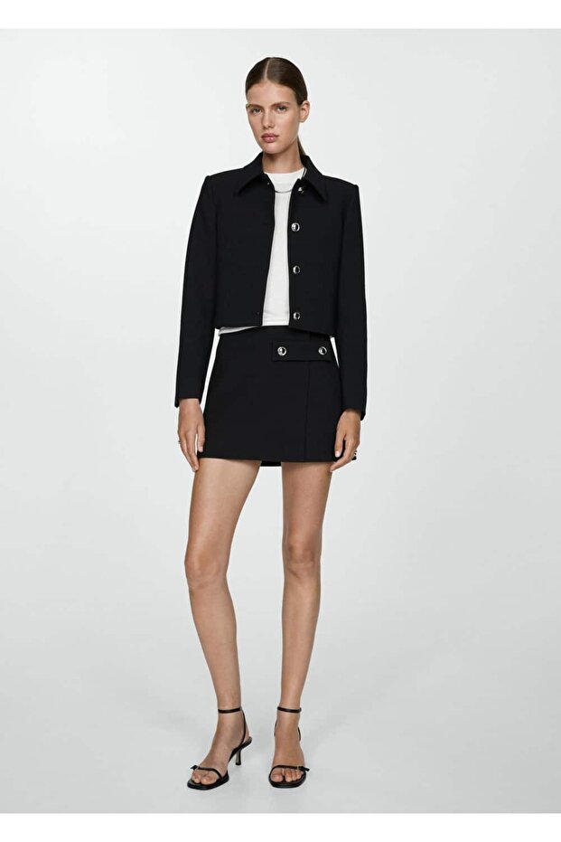 Düğmeli cropped ceket - 2