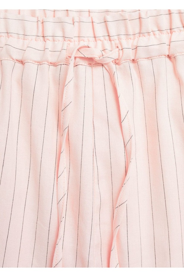 Çizgili keten şort - 8