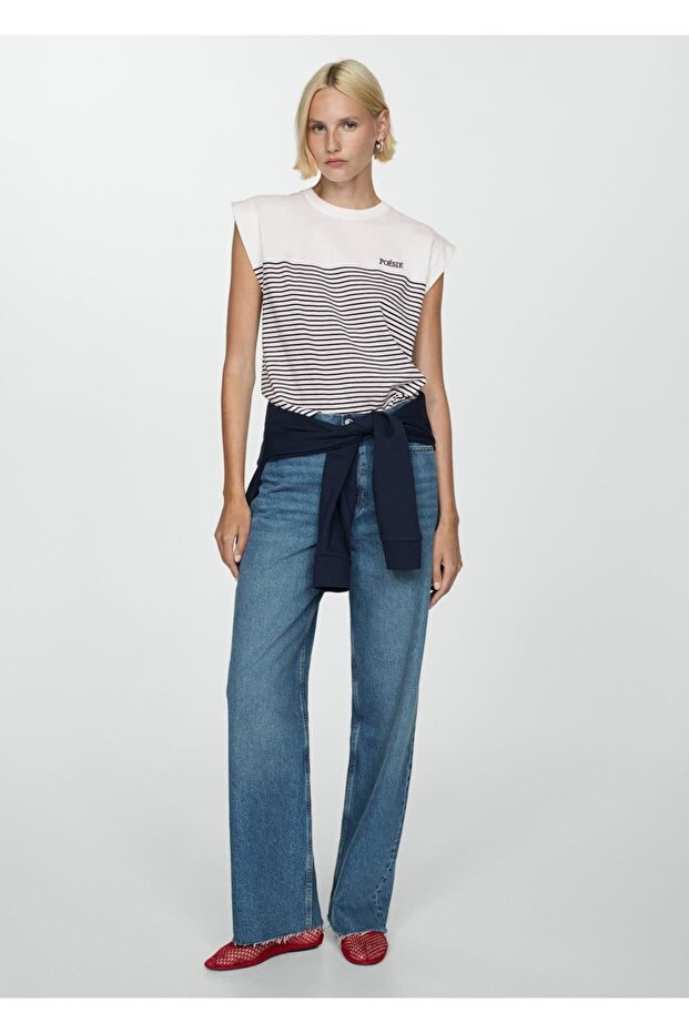 Pamuklu çizgili tişört - 2