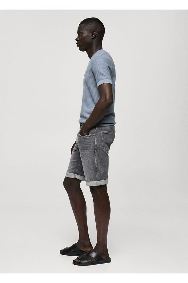 Slim fit kot bermuda şort - 7