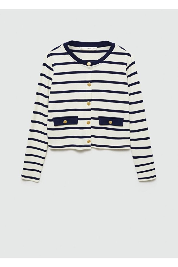 Düğmeli çizgili hırka - 3