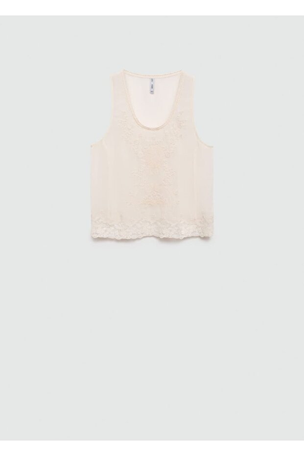 İşlemeli askılı bluz - 3