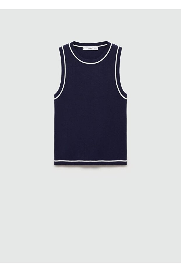 Kontrast yüzeyli triko bluz - 3