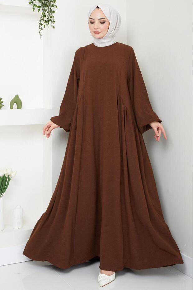 Eva Ayrobin Hijab Dress Brown Hm2454