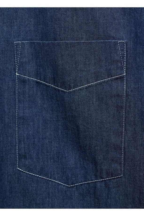 Regular Kesim Chambray Pamuklu Gömlek - 7