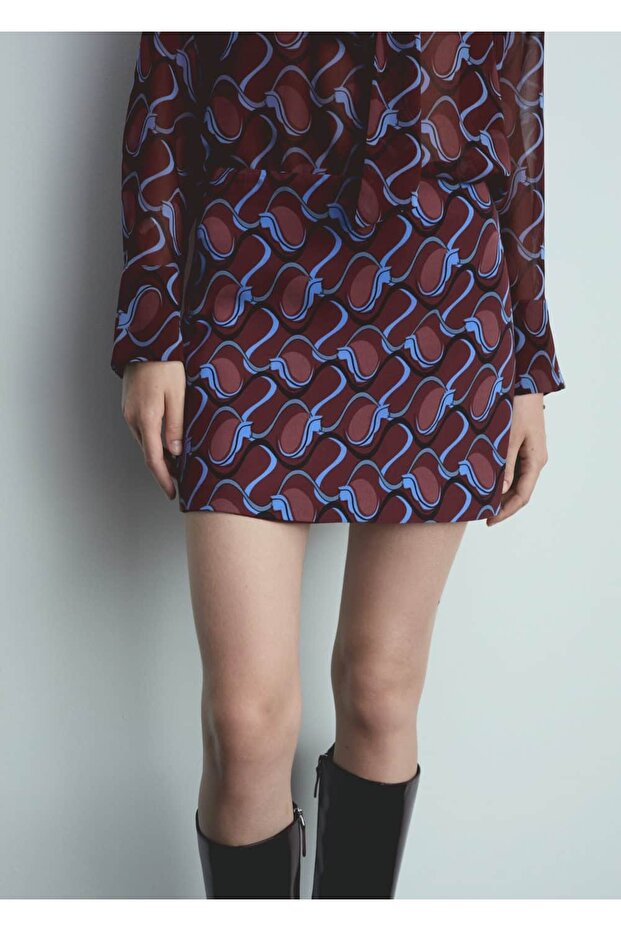 Desenli Mini Etek - 1