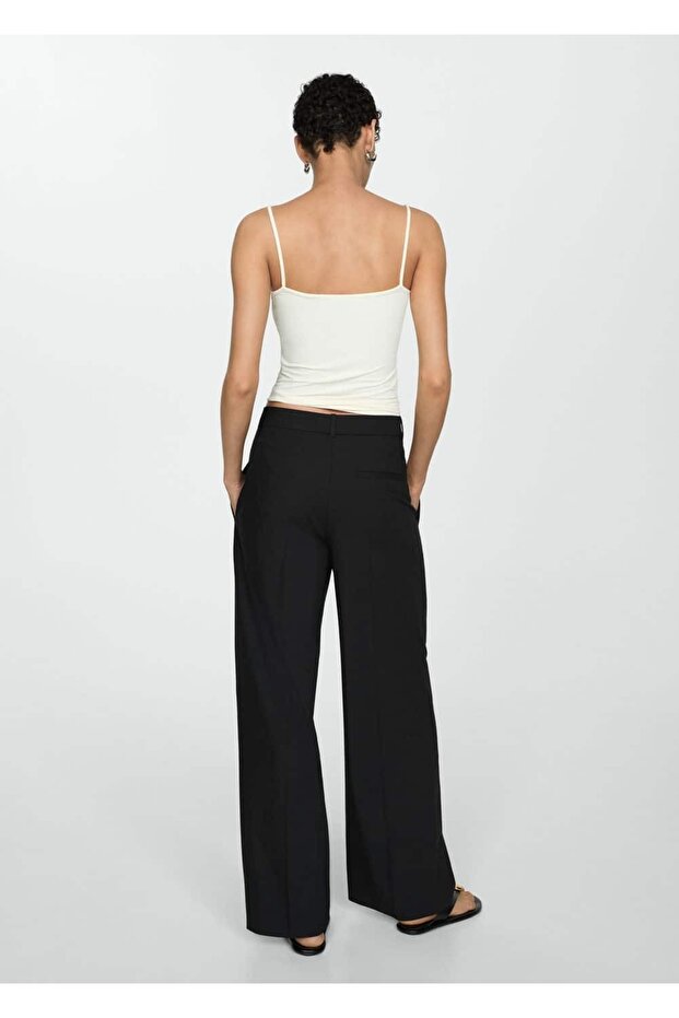 Pilili düz kesim pantolon - 4