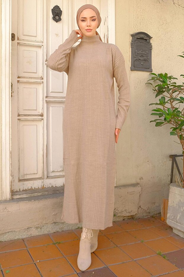 Fitilli Triko Elbise Vizon HM2247 - 1