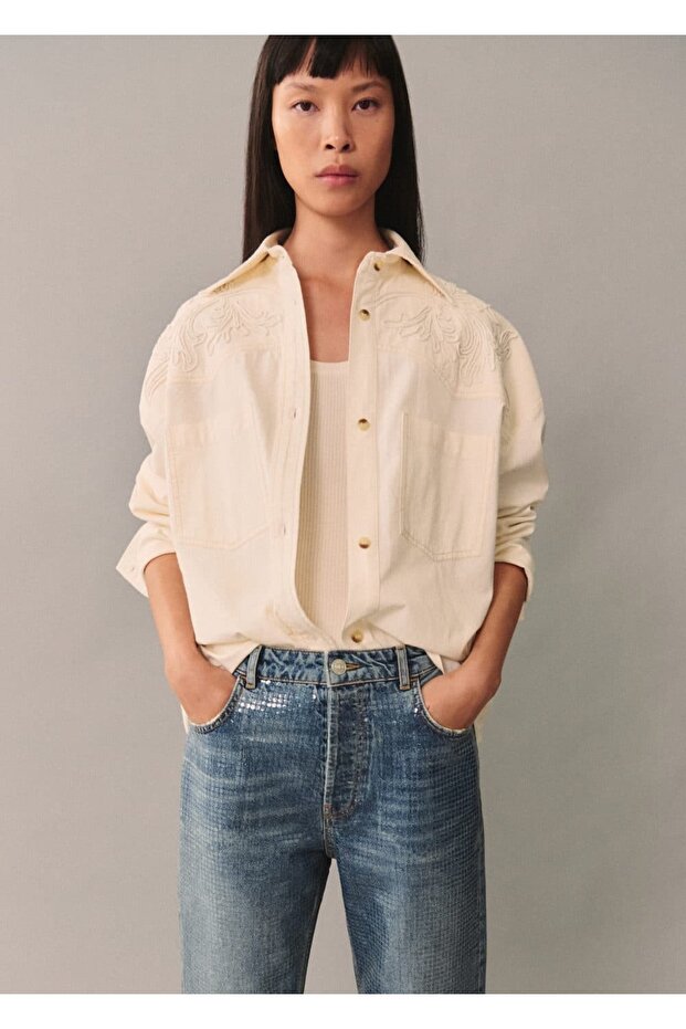 Yırtmaçlı Pullu Jean Pantolon - 8