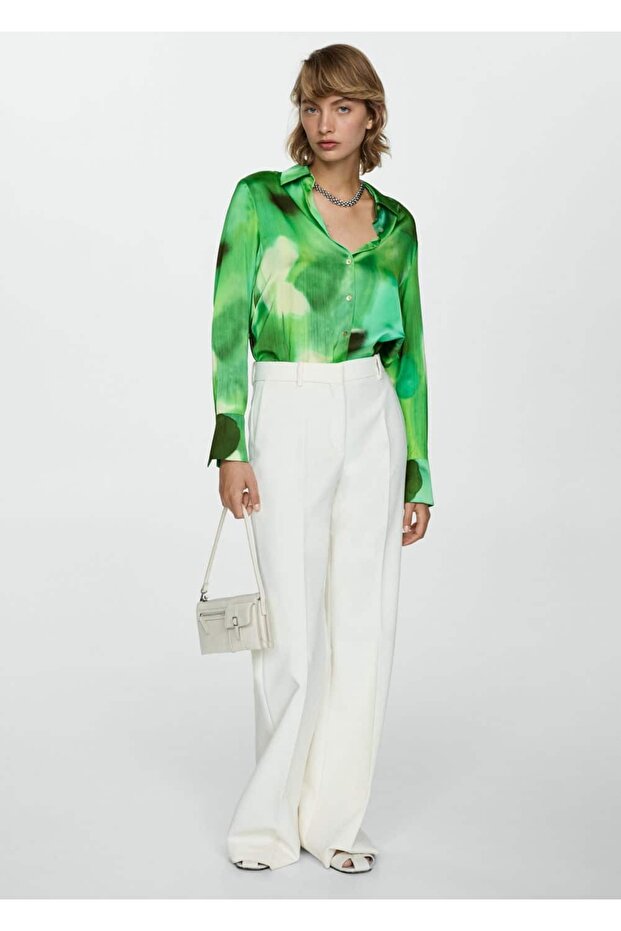 Desenli saten gömlek - 2