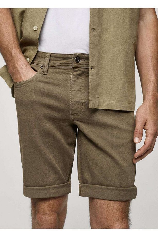 Slim fit kot bermuda şort - 8