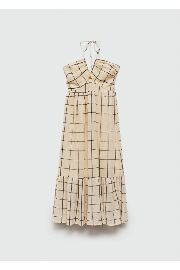 Askılı desenli elbise - 3