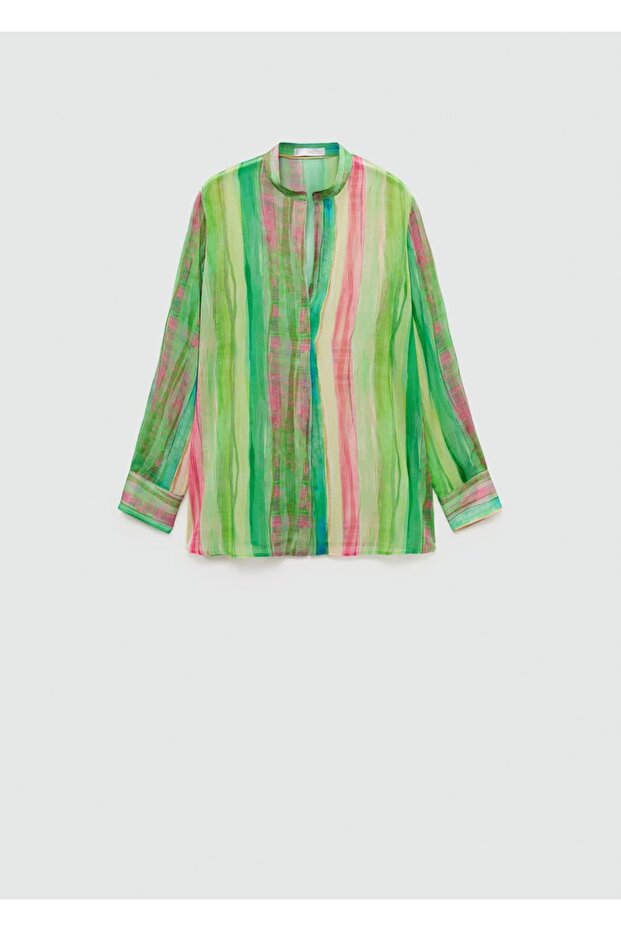 Yarı transparan desenli bluz - 2