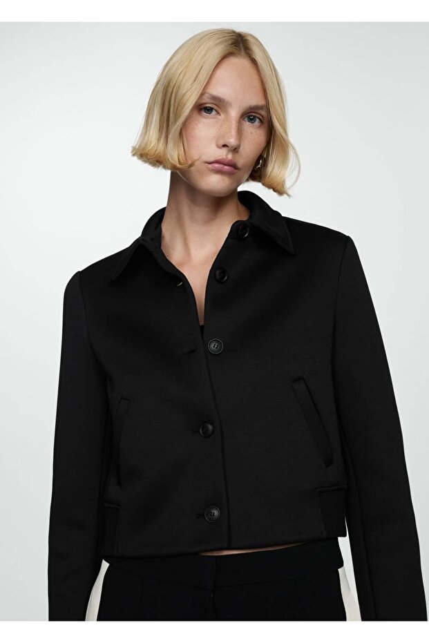 Düğmeli Düz Kesim Ceket - 1