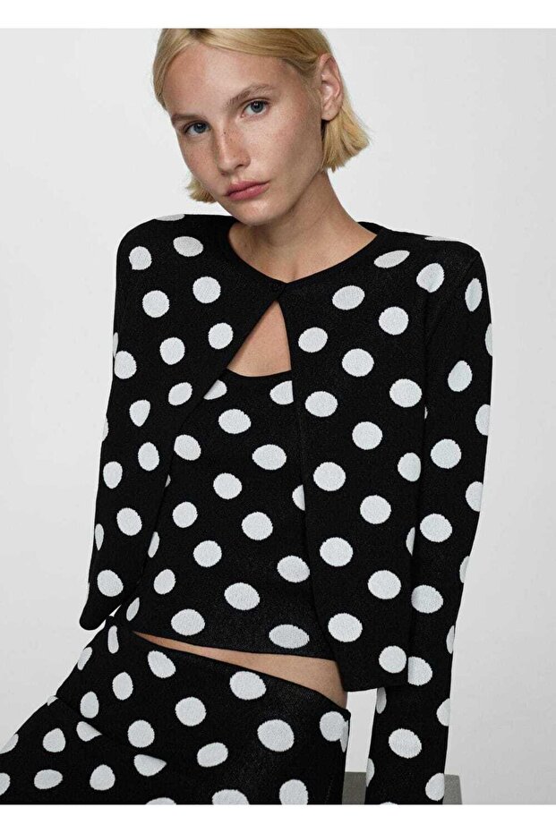 Puantiyeli triko hırka - 7