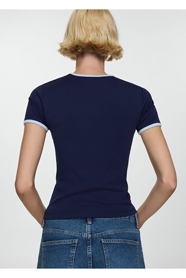 Kontrast biyeli tişört - 4