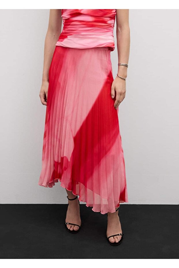 Desenli pilili etek - 1