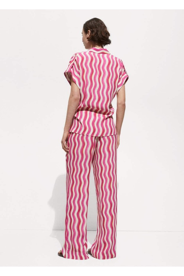 Wideleg desenli pantolon - 4