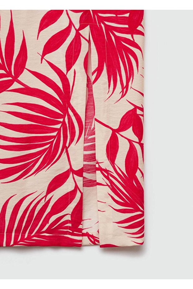 Desenli yırtmaçlı etek - 6