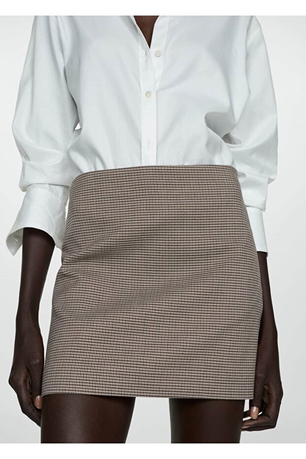 Kazayağı desenli mini etek - 1