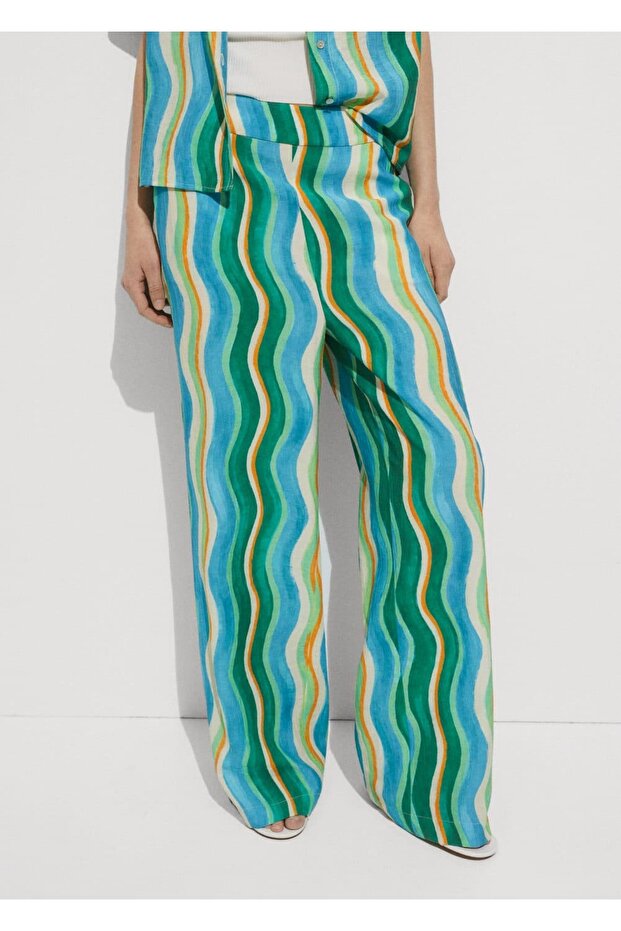 Wideleg patterned pants