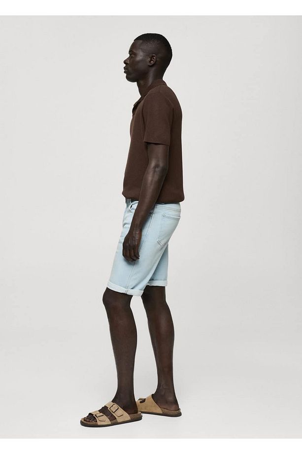 Slim fit kot bermuda şort - 7