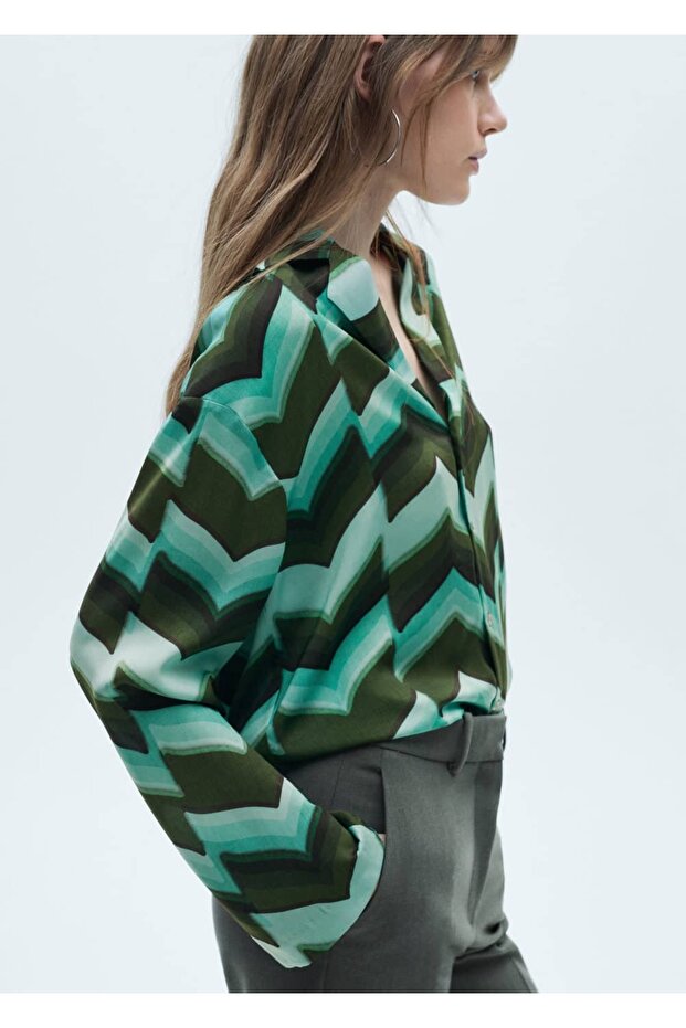 Desenli Dökümlü Gömlek - 6