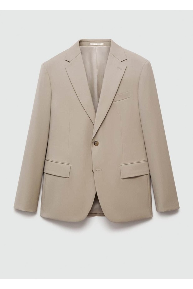 %100 işlenmemiş yün dar kesim blazer ceket - 3