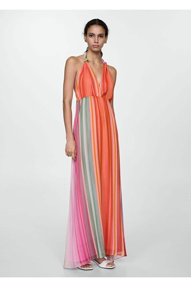 Desenli düğümlü elbise - 1