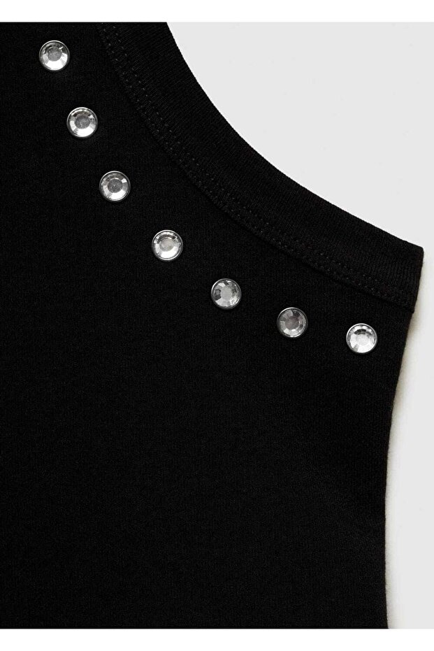 Kristal taşlı kısa bluz - 7