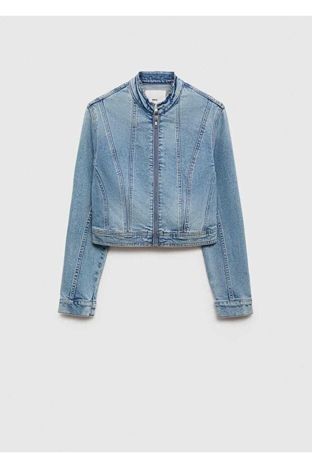 Fermuarlı denim mont - 3