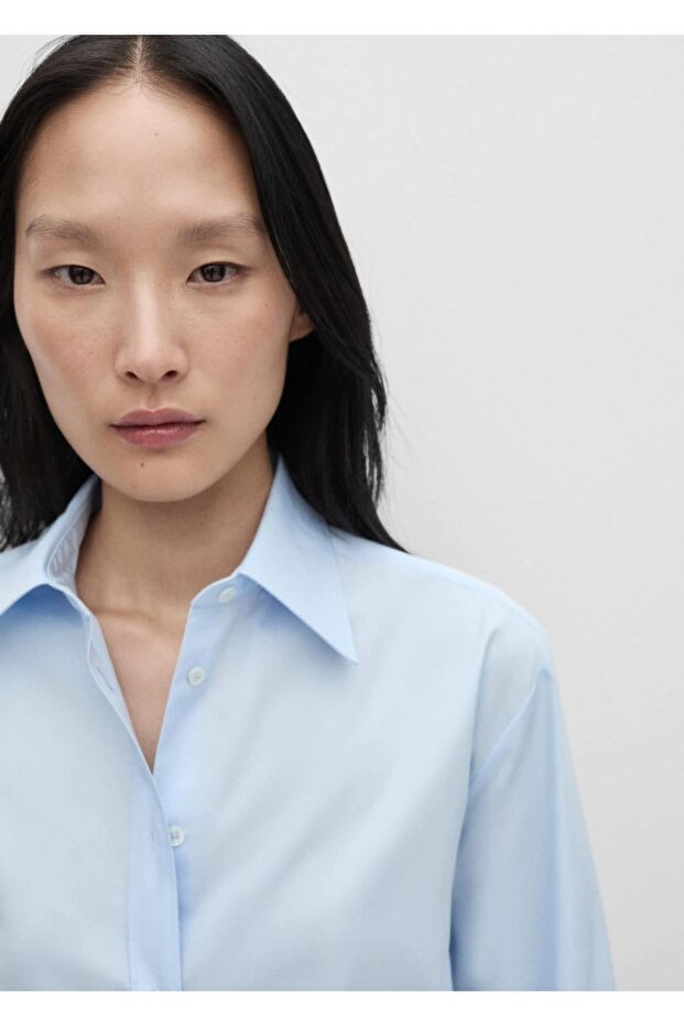 Geniş kesim poplin gömlek - 8