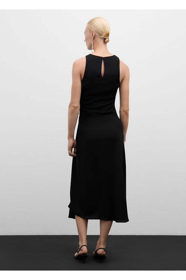 Drape detaylı midi elbise - 4