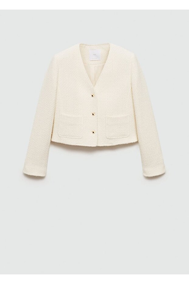 V Yaka Tüvit Ceket - 3