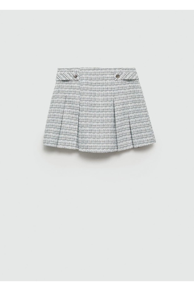 Düğmeli tüvit mini etek - 3