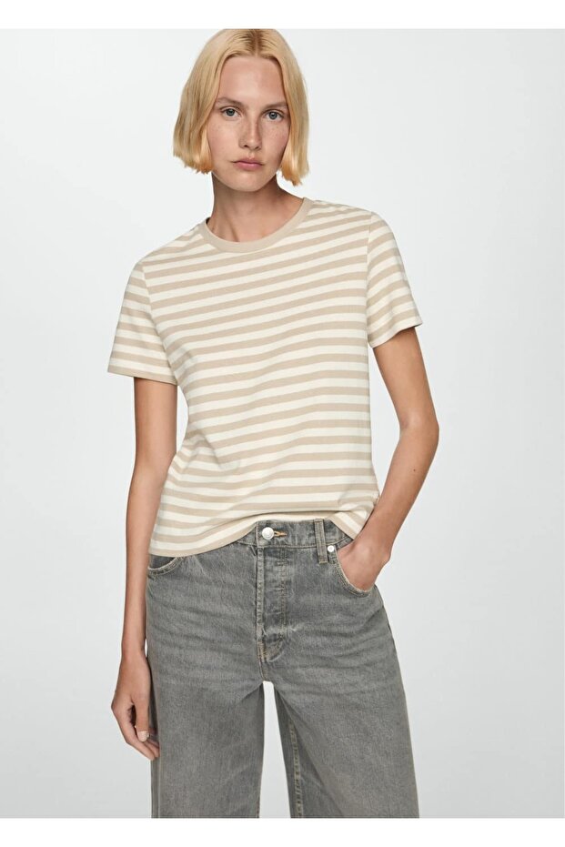 Βαμβακερό ριγέ μπλουζάκι - 1