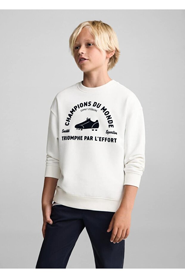 Desenli pamuklu sweatshirt - 1