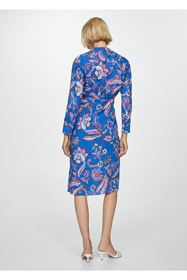 Blumenmusterkleid mit Bindedetail - 4