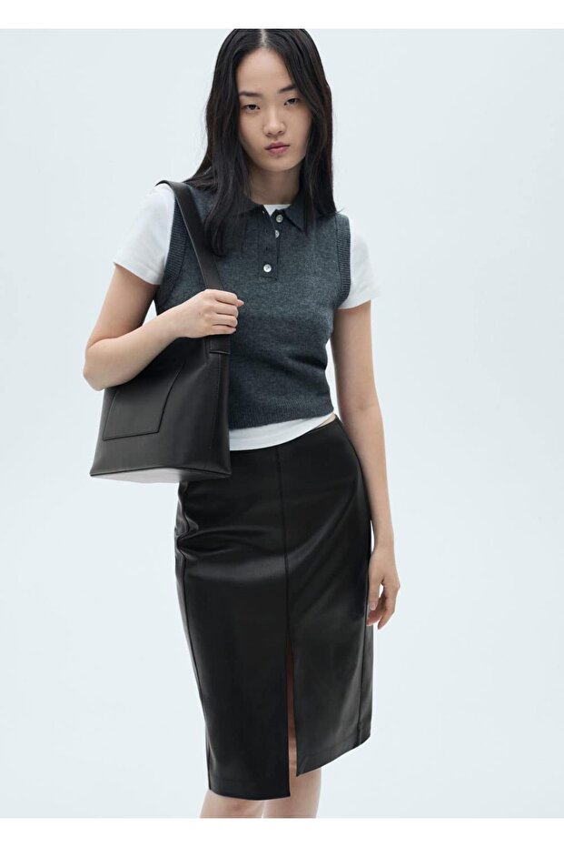 Leather look pencil skirt