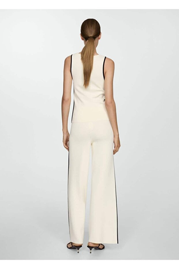 Kontrast detaylı triko bluz - 4