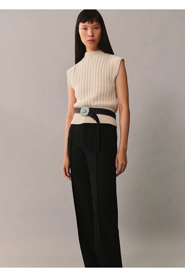 Perkins yakalı triko yelek - 1