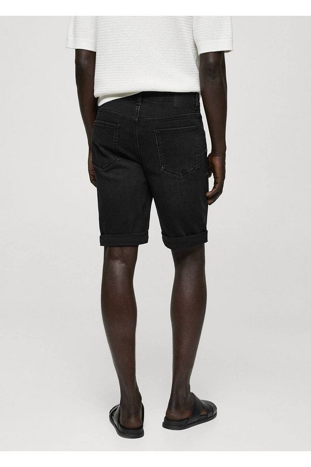 Slim fit kot bermuda şort - 4