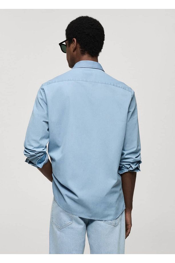 Regular Fit Chambray Pamuklu Gömlek - 4