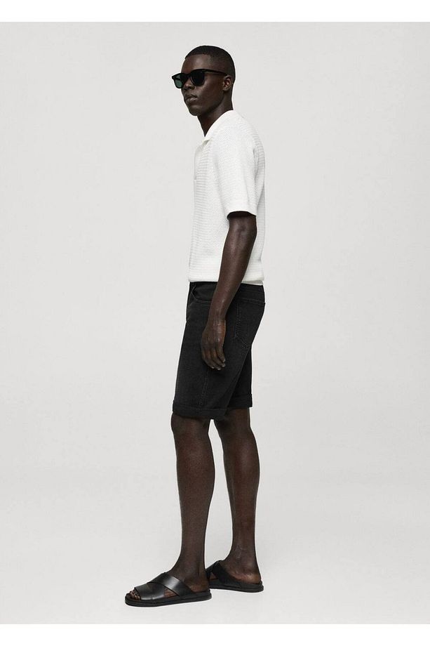 Slim fit kot bermuda şort - 8